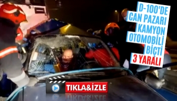 Kamyon otomobili biçti: 3 yaralı