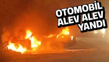 TEM otoyolunda otomobil alev alev yandı