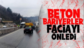 Akaryakıt tankeri beton bariyerlere girdi