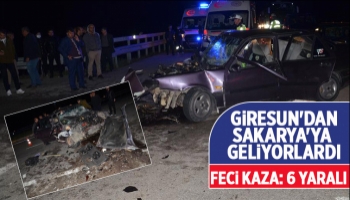Otomobil yolcu otobüsü ile çarpıştı: 6 yaralı
