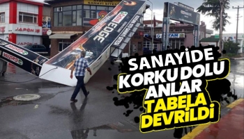 Sanayi sitesinin tabelası devrildi