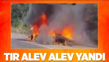 Tır alevlere teslim oldu